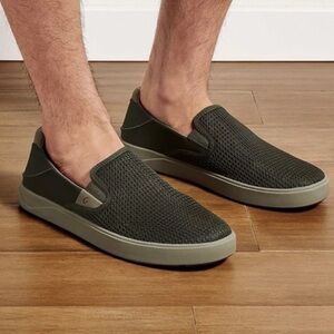 Olukai Lae'Ahi Shoes Slip On Olive Green Mesh Comfort Beach